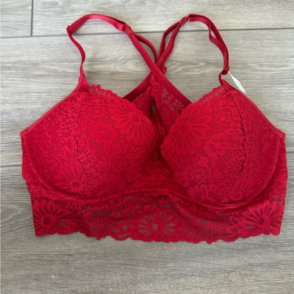 PINK VICTORIA SECRET BRAND NEW SEXY RED CRISS CROSS PUSH UP BRA SIZE MEDIUM